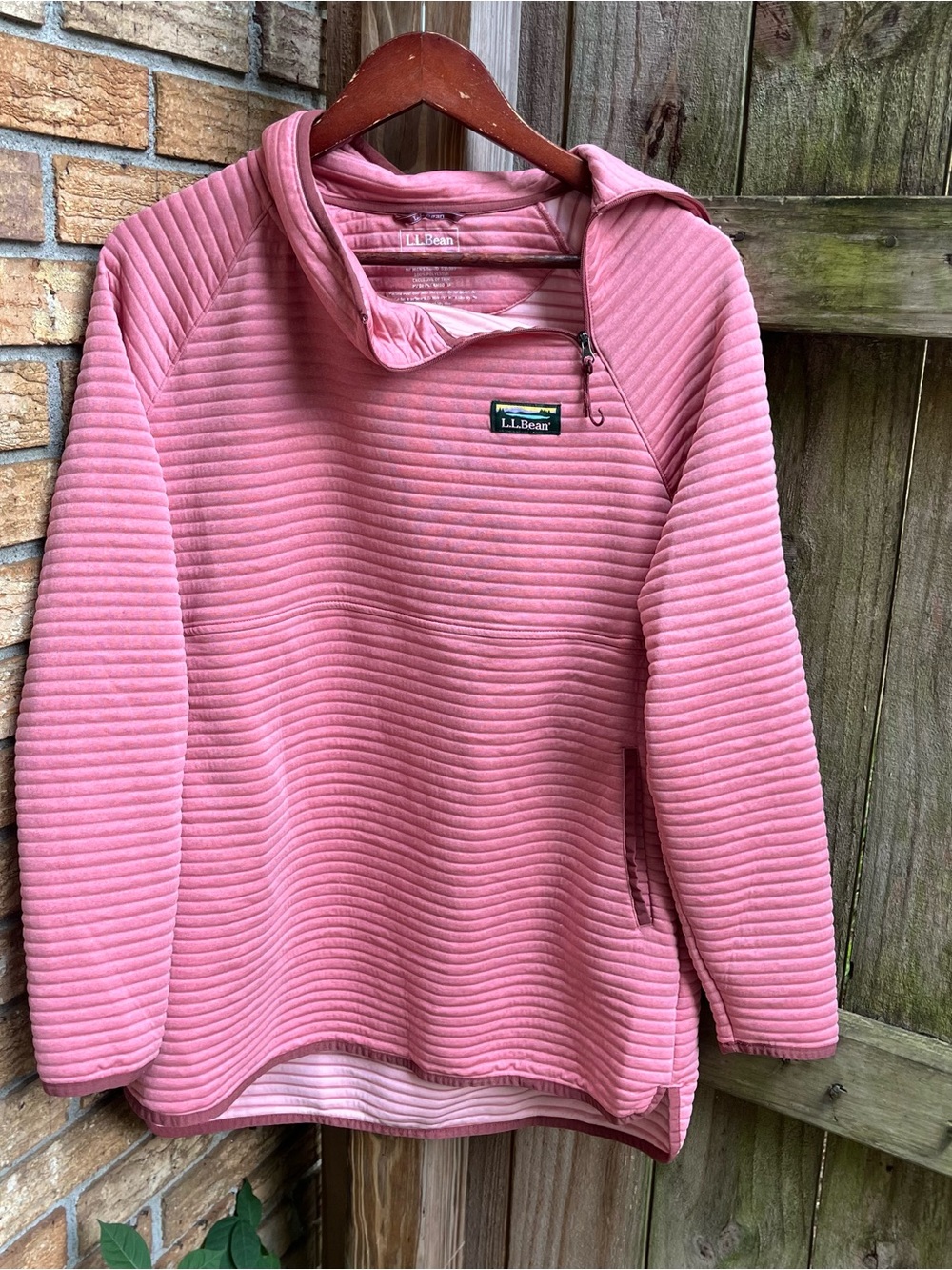 L.L. Bean Quilted Half-Zip Turtleneck Pullover - Dusty Rose